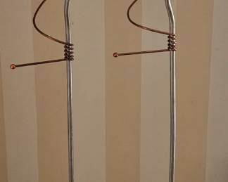 Pair of Italian Memphis Design Atomic Aluminum Copper Torchier Floor Lamp Ettore Sottsass Ron Arad Style