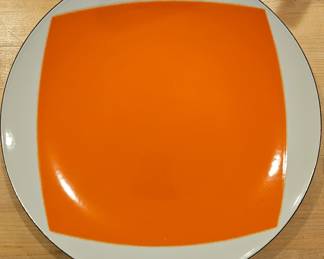 VTG CATHRINEHOLM RETRO SQUARE FLAG ENAMELWARE ORANGE PLATE BY KITTELSEN NORWAY