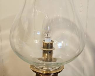 19th Century Bronze and Glass Hurricane Lamp