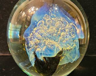Vintage Handmade Eickholt Art Glass Magnum Paperweight