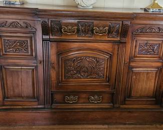 Antique Heavily Carved Buffet 