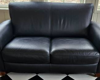 Natuzzi Black Leather Sofa and 2 Loveseats 