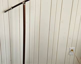 Vintage Wood Tripod Folding Doctors Exam Floor Lamp