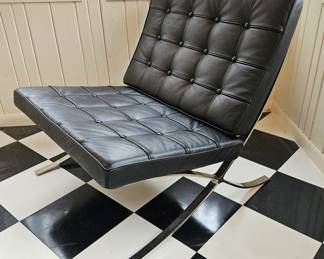 Pair of Leather Barcelona Lounge Chairs