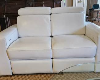 Barcalounger Power White Leather Sofa and Loveseat Recliners 