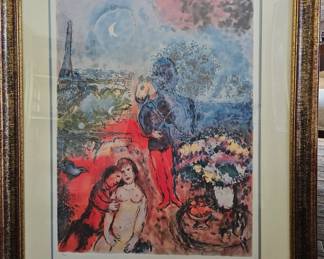 Eiffel Tower Serenade Lithograph by Chagall