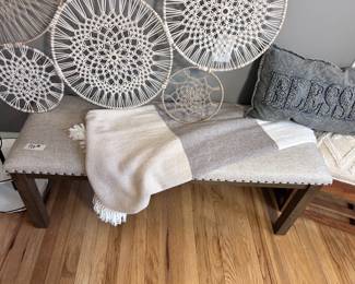Throw pillows throws and accent benches
