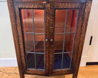 3 AntiqueWoodenDisplayCabinetwGlassDoorsInteriorLighting