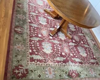 18 PotteryBarnFranklinHandTuftedWoolRugBurgundyGreenPattern