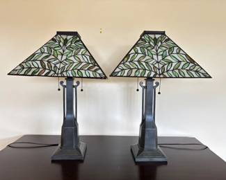 90 PairofTiffanyStyleMissionTableLampswQuoizelStyleLighting