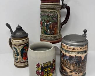 49 CollectionofAuthenticGermanBeerSteinsHistoricDesigns