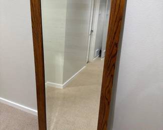 67 ContemporaryBeveledMirrorwLightBrownWoodFrame