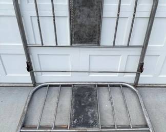 109 VintageIndustrialMetalHeadboardwIntricateCentralPanel