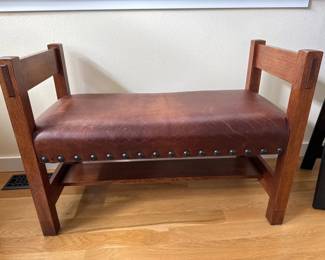 93 AuthenticStickleyCherryLeatherBench