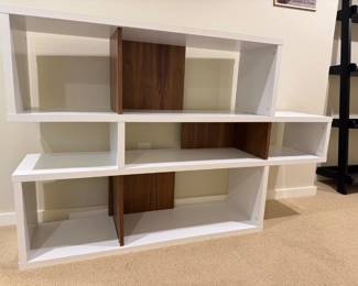 72 Modern3TierWhiteWoodToneAsymmetricalBookshelf
