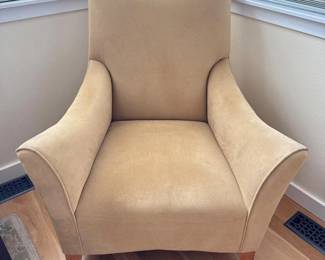 92 LuxeLimeGreenYellowSuedeHighBackWingChair