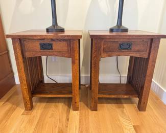 8 PairofMissionStyleBentWoodNightstandswDovetailJoinery