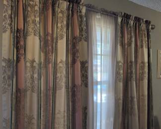 Drapes for four large windows, with sheers and rods. 