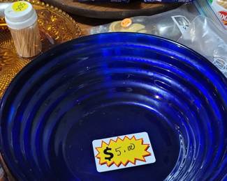 Blue glass bowl