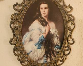 Vintage Picture of Barbara Dmitrievna Mergassov Rimsky-Korsakova by Franz Xavier Winterhalter in an Ornate Brass Frame