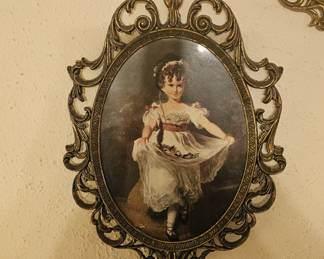 Victorian Little Girl Picture in an Orante Brass Frame
