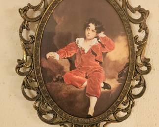 Vintage Print of “The Red Boy” by Sir Thomas Lawrence in Ornate Brass Frame
