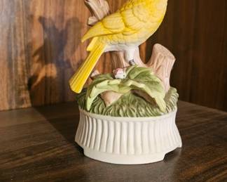 Porcelain Bisque Canary Figure Music Box by Ron Gordon Designs 