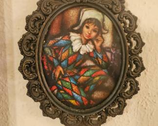 Harlequin by Pierre Manzone Picture in an Ornate Brass Frame