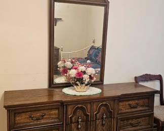 Vintage Nine Drawer Dresser with Mirror