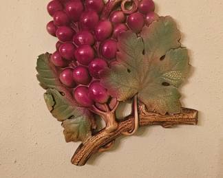 Vintage Chalkware Grape Wall Decor