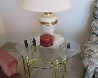 Glass/Brass End Table