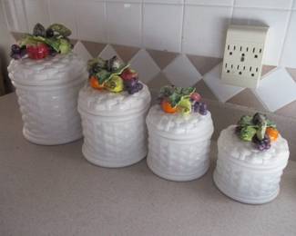 Vintage Fruit Baset Weave Canister Set