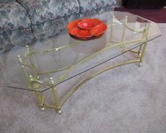 Glass/Brass Coffee Table 
