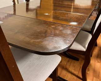 Duncan Phyfe dining room table - with additional leaf and padded cover