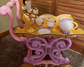 Beauty and the Beast tea cart and tea set 
