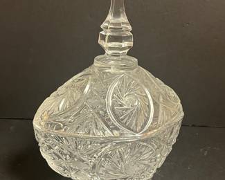Cut crystal lidded compote