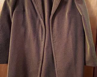Brown stripe polyester vintage sheath dress and jacket