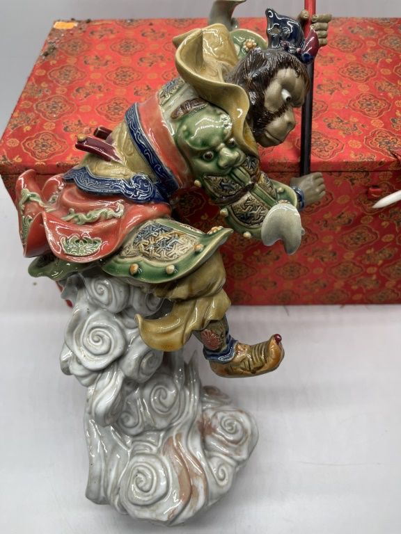 Chinese Hand Painted Shiwan Porcelain Monkey