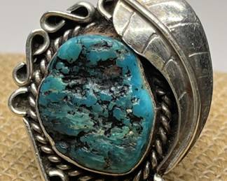 Vtg Signed Sterling Silver & Turquoise Nugget