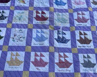 Antique Hand Stitched Signed Friendship Quilt 79