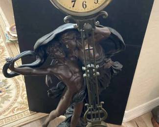 Large Crosa Figural Statue Quartz Pendulum Clock