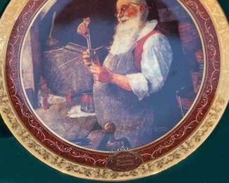 Three Norman Rockwell Christmas Plates And A Rhodes Studio Christmas Plate