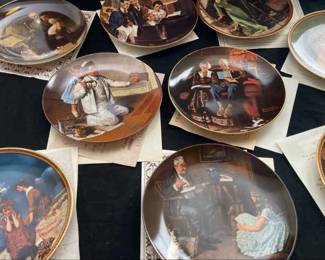 Nine Norman Rockwell Collectible Plates 