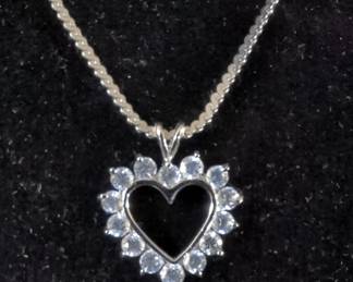 Diamond Heart Pendant With 16" Silver Chain