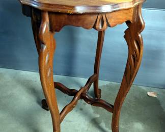 Scalloped Edge Carved Side Table
