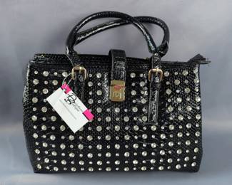Rhinestone Handbag With 3 Compartments And Shoulder Strap