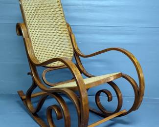 Bentwood Rocking Chair With Cane Back And Seat