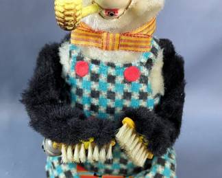 Alps Tin Litho Battery Operated Shoe Shining Panda