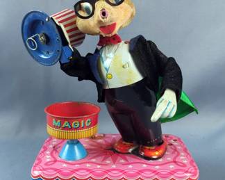 Mr. Fox The Magician Blowing Magical Bubbles Battery Operated Tin Toy