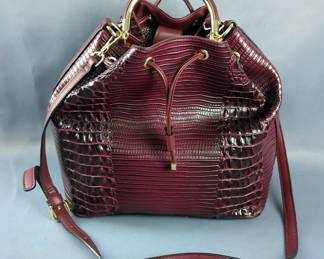 Alyssa Vegan Drawstring Handbag With Croc Print And Matching Wallet